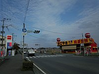 阿高交差点から北側（嘉島方面）を望む（2019年）