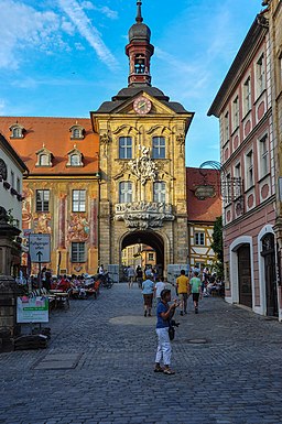 02 Obere Brücke 1 (Bamberg) altes Rathaus abends