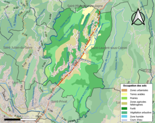 Mapa colorido mostrando o uso da terra.