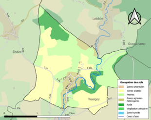 Carte en couleurs présentant l'occupation des sols.