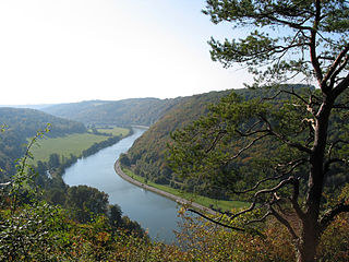 La vallée de la Meuse, vue du sommet des Rochers de Freÿr.