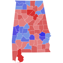 1986 Alabama gubernatorial election results map by county.svg