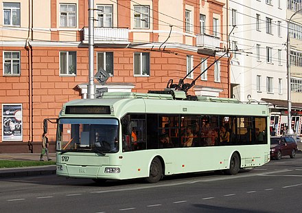 A trolleybus in the city centre in 2015