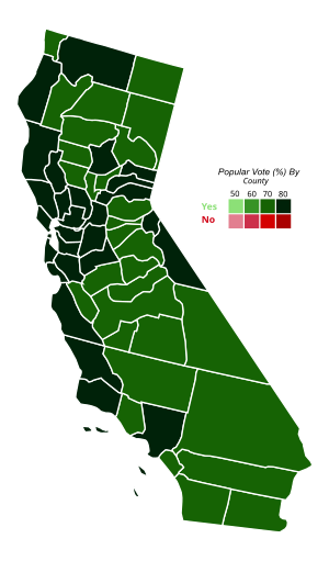 2018 California Proposition 69 results map by county.svg