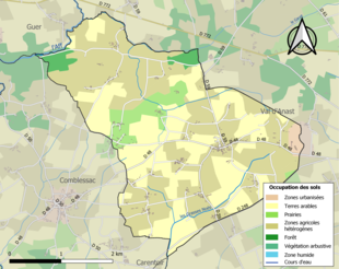 Kolorowa mapa przedstawiająca użytkowanie gruntów.