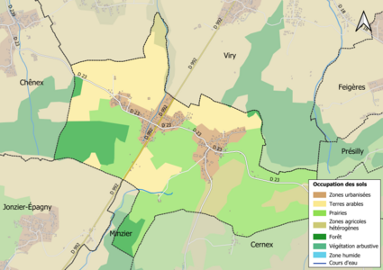 Barevná mapa znázorňující využití půdy.