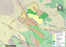 Barevná mapa znázorňující využití půdy.