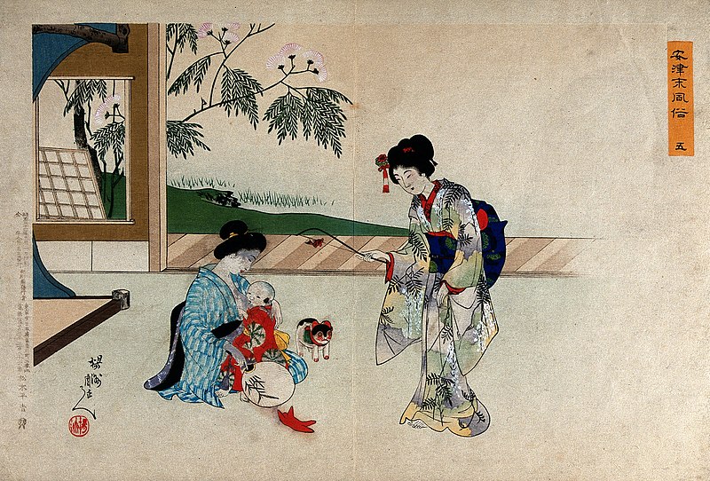 File:A child being breastfed, Japan Wellcome V0046617.jpg