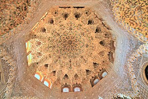 Elaborate muqarnas dome in the Sala de las dos Hermanas in the Alhambra of Granada, Spain (14th century)