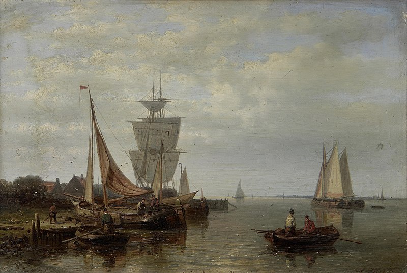 File:Abraham Hulk, Snr - Fishing boats approaching a shore in a calm.jpg