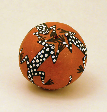 Acoma seed pot by B. Aragon - traditionally, seeds were stored inside this type of pottery and the pots broken as needed