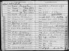 Address book of Watergate burglar Bernard Barker, discovered in a room at the Watergate Hotel, June 18, 1972 Address Book of Watergate Burglar Bernard Barker, Discovered in a Room at the Watergate Hotel, June 18, 1972 - NARA - 304966.tif