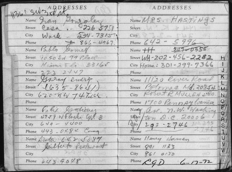 File:Address Book of Watergate Burglar Bernard Barker, Discovered in a Room at the Watergate Hotel, June 18, 1972 - NARA - 304966.tif