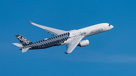 English: Airbus A350-941 (reg. F-WWCF, MSN 002) in Airbus promotional CFRP livery at ILA Berlin Air Show 2016.