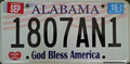 Plaque d'immatriculation en Alabama