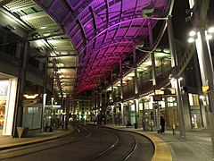 America Plaza station at night