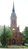 Evangelical Lutheran St. Andrew's Church with upstream stairs and church square