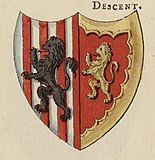 Arms assigned Owain Glyndŵr in A Tour in Wales by Thomas Pennant (1726–1798) that chronicle the three journeys he made through Wales between 1773 and 1776.[88]