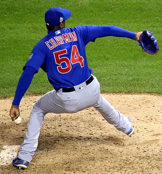 File:Aroldis Chapman pitching in Game 7 of the 2016 World Series (cropped).jpg