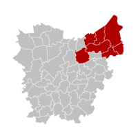 okres Sint-Niklaas na mapě provincie Východní Flandry