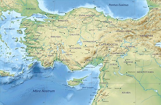 Troas among the classical regions of Anatolia. Asia Minor in the Greco-Roman period - general map - regions and main settlements.jpg