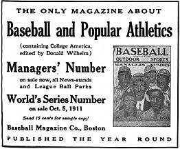 October 1911 Baseball magazine ad in The Black Cat magazine Baseball magazine ad in The Black Cat magazine of October 1911, Volume 17 No. 1.jpg