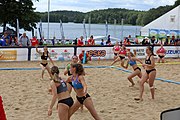 Deutsch: Beachhandball Europameisterschaften 2019 (Beach handball Euro); Tag 3: 4. Juli 2019 – Frauen, Platzierungsrunde Gruppe III, Schweiz-Nordmazedonien 2:0 (21:6, 23:20) English: Beach handball Euro; Day 3: 4 July 2019 – Women Consolation Round Group III – Switzerland-North Macedonia 2:0 (21:6, 23:20)