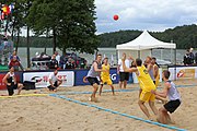 Deutsch: Beachhandball Europameisterschaften 2019 (Beach handball Euro); Tag 2: 3. Juli 2019 – Männer, Vorrunde Gruppe A, Deutschland-Norwegen 2:0 (20:18, 28:12) English: Beach handball Euro; Day 2: 3 July 2019 – Women Preliminary Round Group A – Men Preliminary Round Group A – Germany-Norway 2:0 (20:18, 28:12)