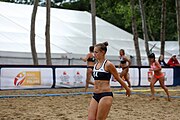 Deutsch: Beachhandball Europameisterschaften 2019 (Beach handball Euro); Tag 1: 2. Juli 2019 – Frauen, Vorrunde Gruppe D, Deutschland-Nordmazedonien 2:0 (26:8, 27:12) English: Beach handball Euro; Day 1: 2 July 2019 – Women Preliminary Round Group D – Germany-North Macedonia 2:0 (26:8, 27:12)