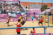 Deutsch: Beachhandball bei den Olympischen Jugendspielen 2018; Tag 3, 9. Oktober 2018; Jungs, Vorrunde, Gruppe A - Ungarn-Thailand 2:1 English: Beach handball at the 2018 Summer Youth Olympics at 9 October 2018 – Girls Preliminary Round Group A‎ – Hungary-Thailand 2:1