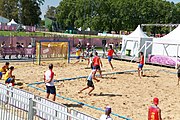 Deutsch: Beachhandball bei den Olympischen Jugendspielen 2018; Tag 3, 9. Oktober 2018; Jungs, Vorrunde, Gruppe A - Ungarn-Thailand 2:1 English: Beach handball at the 2018 Summer Youth Olympics at 9 October 2018 – Girls Preliminary Round Group A‎ – Hungary-Thailand 2:1