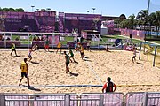 Deutsch: Beachhandball bei den Olympischen Jugendspielen 2018; Tag 4, 10. Oktober 2018; Jungs, Vorrunde, Gruppe B - Portugal-Paraguay 2:0 English: Beach handball at the 2018 Summer Youth Olympics at 10 October 2018 – Boys Preliminary Round Group B – Portugal-Paraguay 2:0