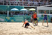 Deutsch: Beachvolleyball bei den Olympischen Jugendspielen 2018; Tag 11, 17. Oktober 2018; Jungen,Finale – Niederlande (Matthew Immers/Yorick de Groot)-Schweden (David Åhman/Jonatan Hellvig) 0:2 (20–22/15–21) English: Beach volleyball at the 2018 Summer Youth Olympics at 17 October 2018 – Final – Netherlands (Matthew Immers/Yorick de Groot)-Sweden (David Åhman/Jonatan Hellvig) 0:2 (20–22/15–21)