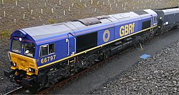 GBRf Class 66 in Beacon Rail livery, working at Arcow Quarry siding Beacon 66.jpg