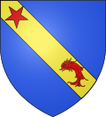 Arms of the Family Dauphin de Verna, Azure med et gullbånd, belastet med en delfin og en stjernegule (hovedstjernen)