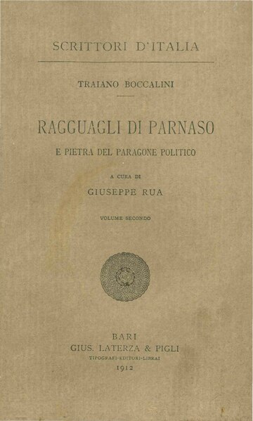 File:Boccalini, Traiano – Ragguagli di Parnaso e Pietra del Paragone politico, Vol. II, 1912 – BEIC 1770394.pdf