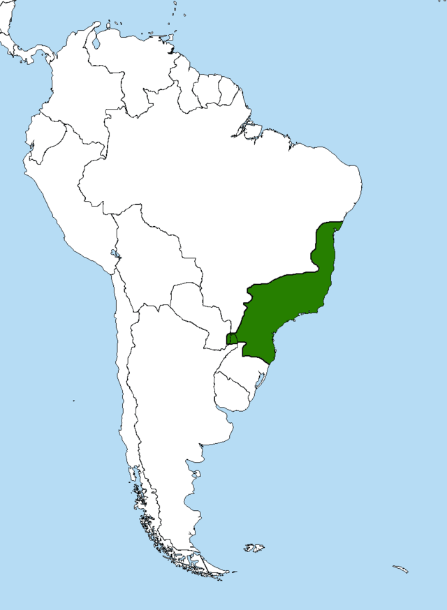 Área de ocorrência natural da jararaca-da-mata