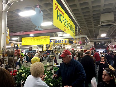 The Broadway Market, seen here the weekend before Easter, the busiest season of the year. This place is the last of its kind in Buffalo — there were once a half-dozen or so public markets in the city like this one, but in the years after World War II they declined and, one by one, died off in the face of competition from the supermarkets and shopping malls of suburbia.