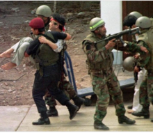 The Peruvian forces rescuing Japanese diplomats.