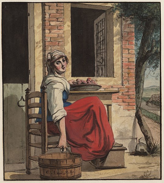 File:C.A. van Hulst - Een jonge vrouw die aardappels schilt.jpg