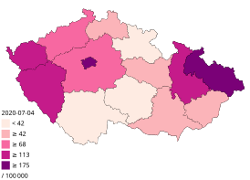 COVID-19 outbreak Czechia per capita cases map.svg