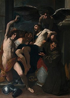 Cristo adorado pelos anjos, São Sebastião e São Boaventura, 1610, Louvre