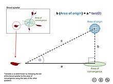 Diagram showing how to calculate the area of origin of a blood splatter Calculating the area of origin of a blood splatter.jpg