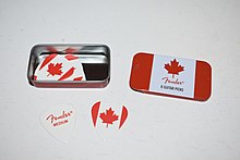 Fender souvenir Canada guitar picks and tin Canada Guitar Pick.jpg