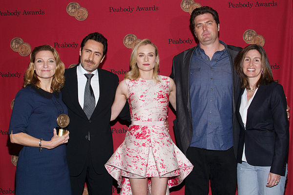 Series co-creators Meredith Stiehm and Elwood Reid with cast members Diane Kruger and Demián Bichir at the 73rd Annual Peabody Awards.