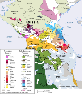 Ethnolinguistic groups in the Caucasus region (1995) Caucasus-ethnic en.svg