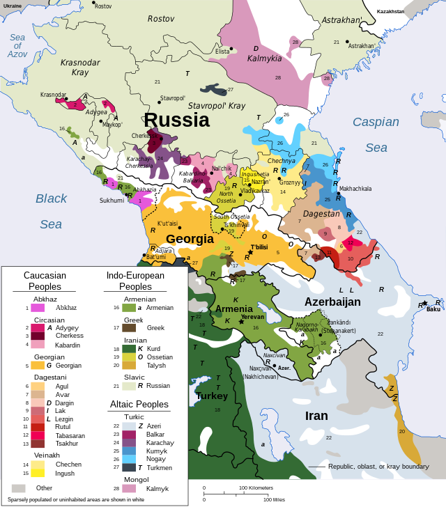 Ethno-linguistic groups in the Caucasus region in 2014[25]