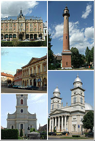 Satu Mare: Hotel Dacia (fost Pannonia), Turnul Pompierilor, Palatul Vécsey (Muzeul de Artă), Biserica cu lanțuri, Catedrala romano-catolică