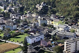 Aerial view of central Collombey