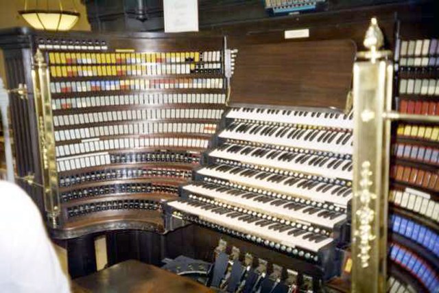 The organ's six-manual console